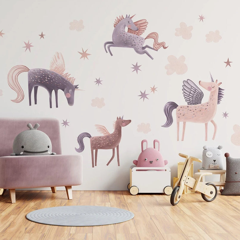 Dein Einhorn Wandtattoo mit Sternen