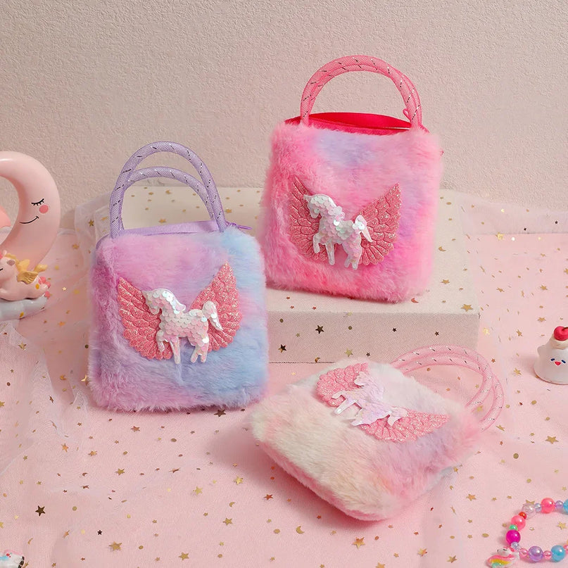 Deine Einhorn Umhängetasche Plüsch Lila
