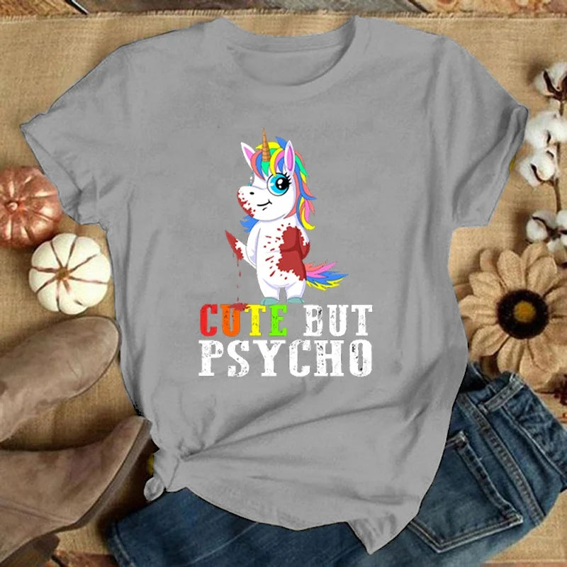 Dein freches "Cute But Psycho" Einhorn Shirt