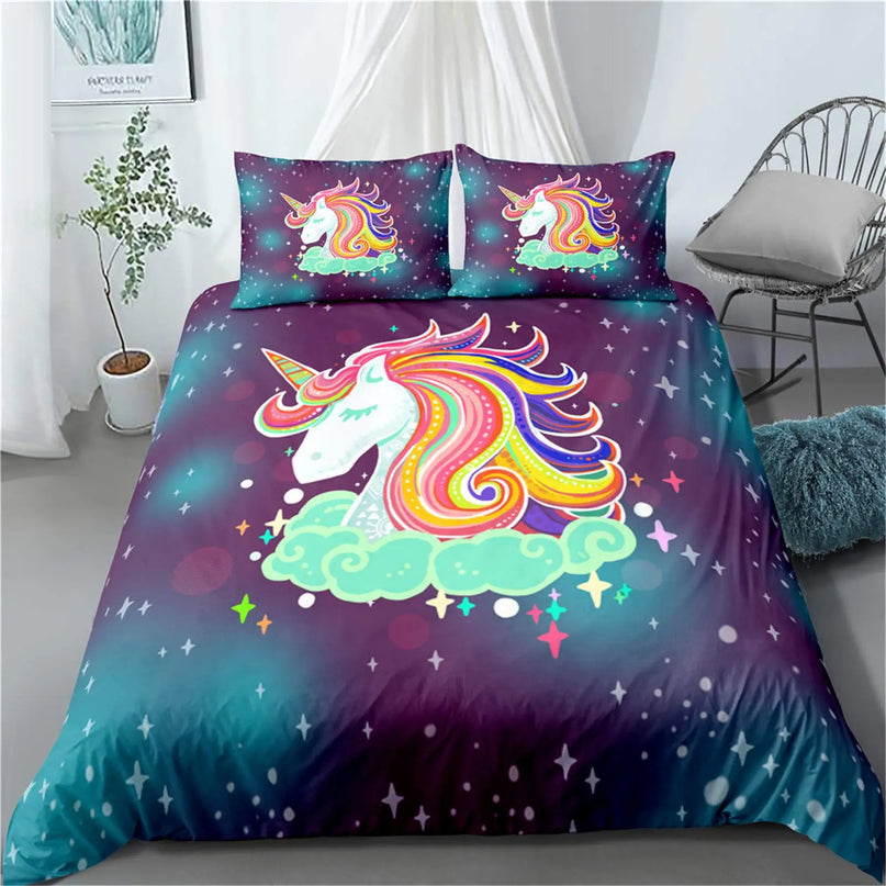 Farbige Träume mit deiner Einhorn Bettwäsche!