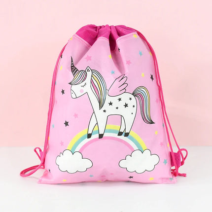 Einhorn Rucksack B01 mit Kordelzug für Kinder, mit detailliertem Cartoon-Einhorn-Motiv