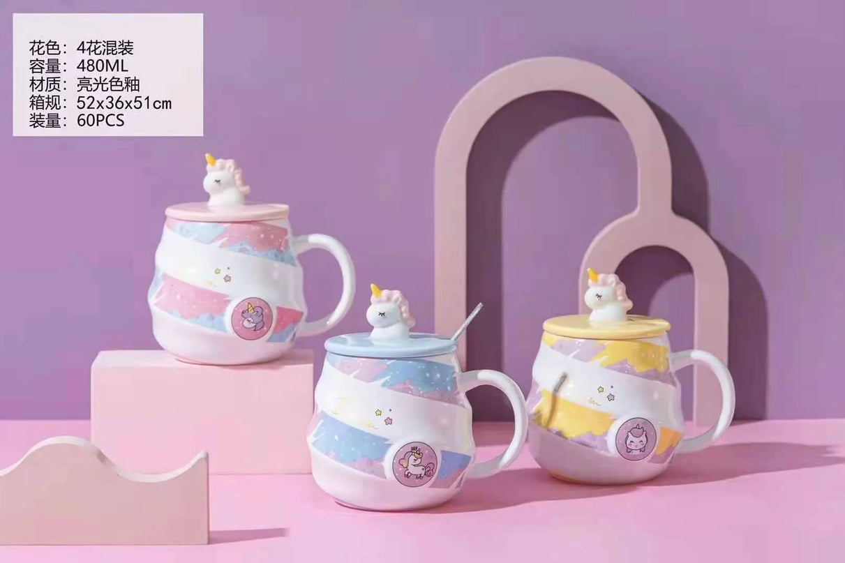 Deine süße Einhorn Tasse mit Deckel & Löffel!