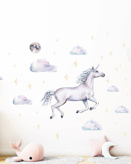 Dein Einhorn Wandtattoo mit Wolken &