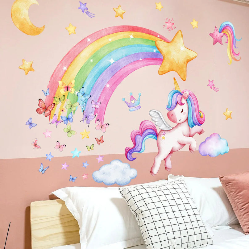 Regenbogen Einhorn Wandtattoo für dein Zimmer