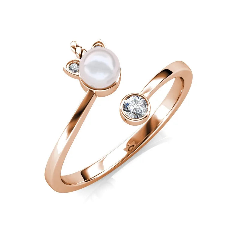 Glänzender Einhorn Ring aus Messing mit 18k Gold- oder Platin-Beschichtung und funkelnden Kristallen