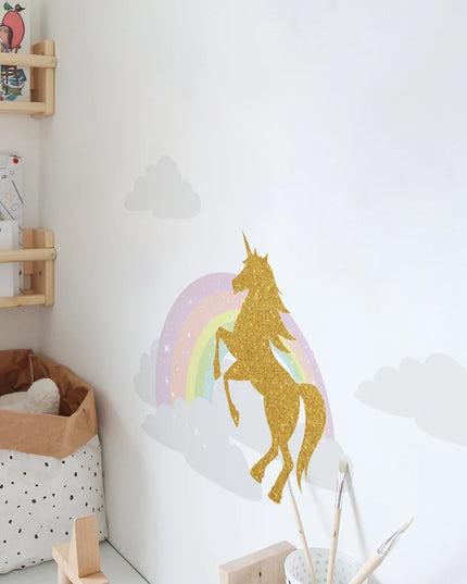 Dein süßes Einhorn Wandtattoo mit Schloss &