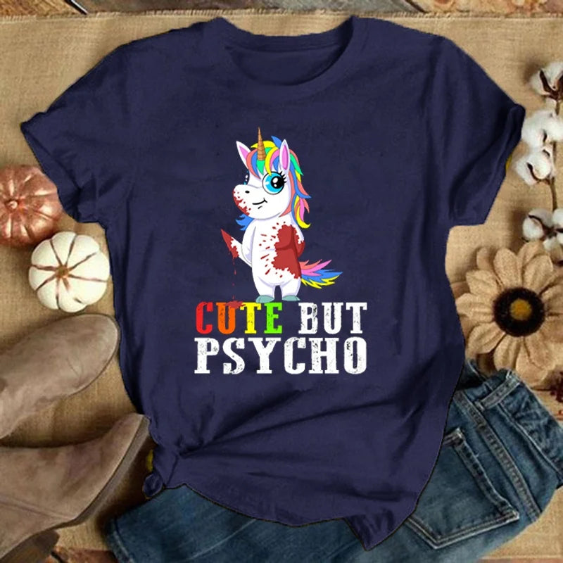 Dein cooles "Cute But Psycho" Einhorn Shirt