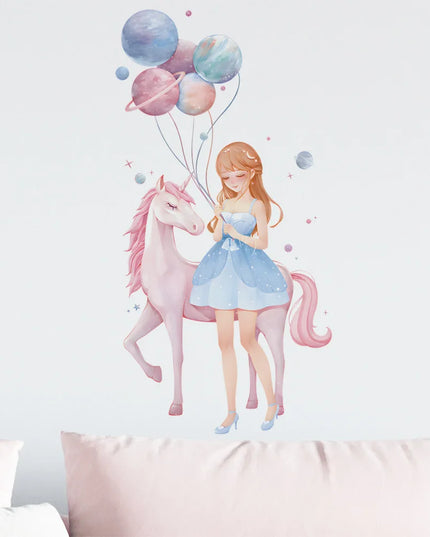 Mädchen Einhorn Wandtattoo für dein Reich