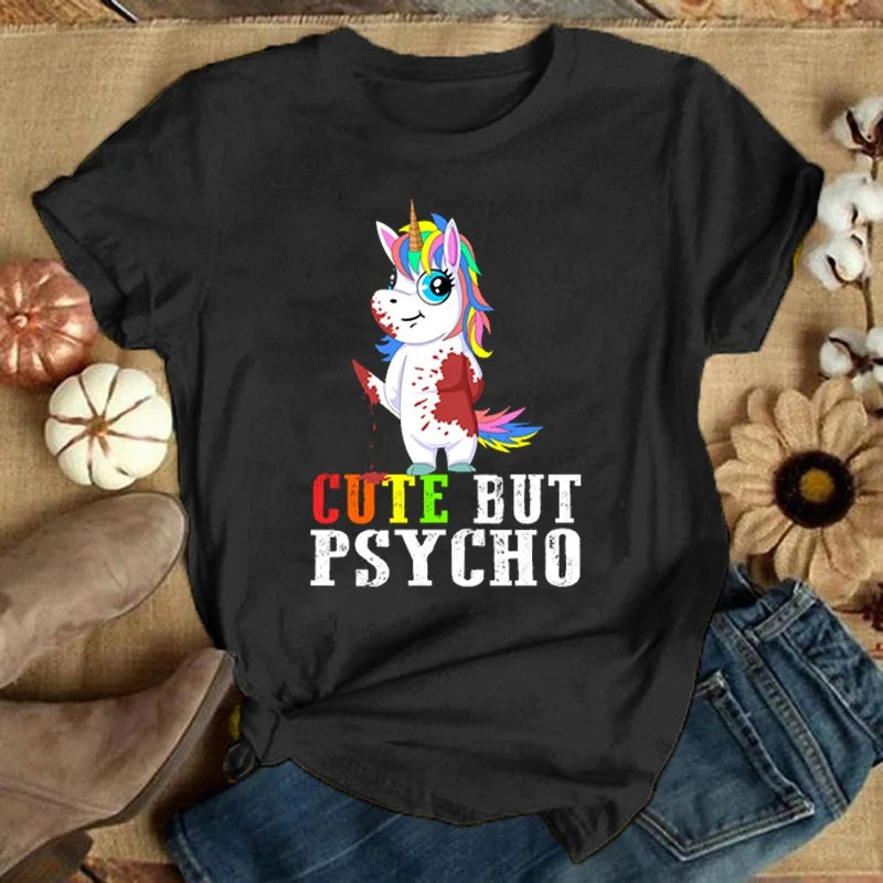 Dein freches "Cute But Psycho" Einhorn Shirt