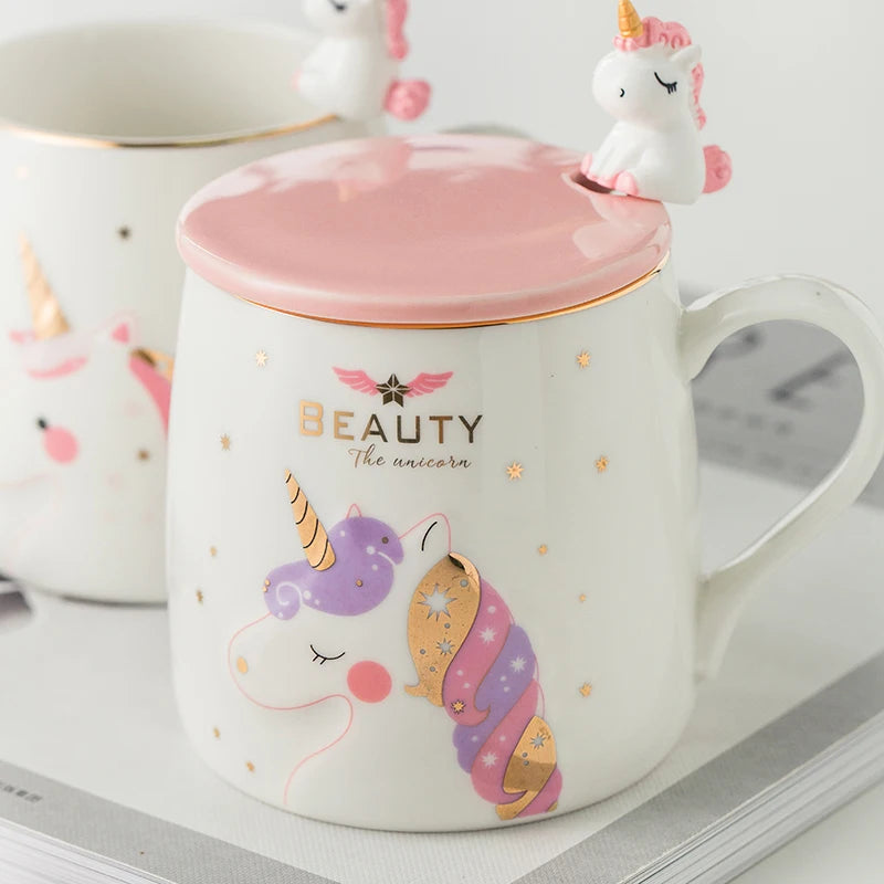 Deine glitzernde Einhorn Tasse mit Deckel!