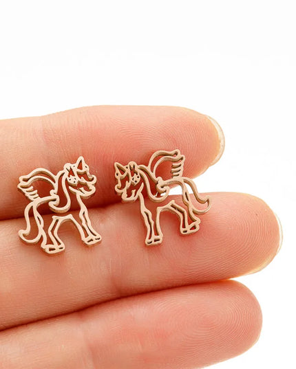 Roségoldene Einhorn Ohrringe mit süßen Pinguin-Motiven aus Edelstahl, ein charmanter Akzent für jedes Outfit.