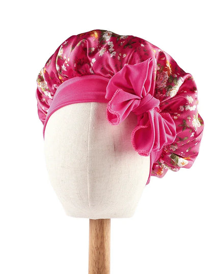 Einhorn Mütze Satin Bonnet für Mädchen mit breitem Gummiband und Einhorn-Print