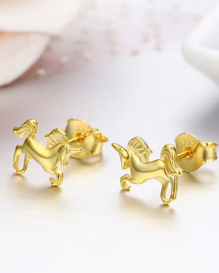 Goldfarbene Einhorn Kette mit kleinem Einhorn-Anhänger, aus 925er Sterlingsilber, für Kinder und Erwachsene