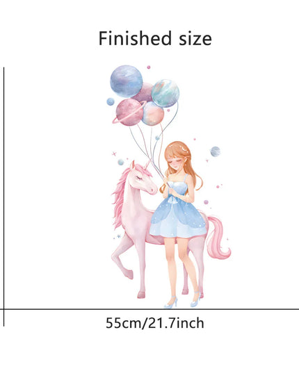 Mädchen Einhorn Wandtattoo für dein Reich