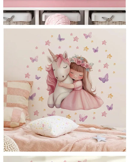 Blumenmädchen Einhorn Wandtattoo – So lieb!