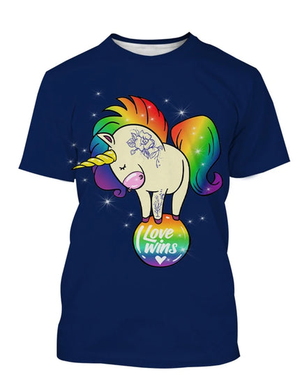 Einhorn Kleid mit verspieltem 3D-Einhorn-Motiv und kurzen Ärmeln, ideal für luftige und fröhliche Sommertage.