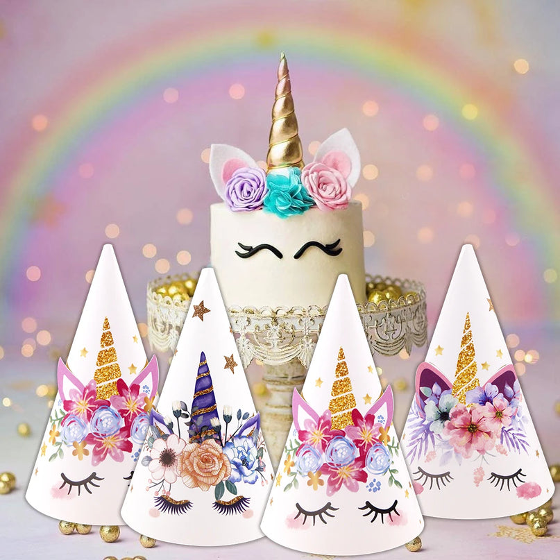 Süße Einhorn Deko Partyhüte für kleine