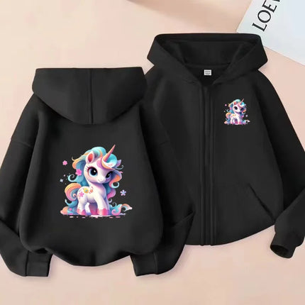 Rosa Einhorn Jacke mit Reißverschluss und Einhorn-Print für Mädchen und Jungen