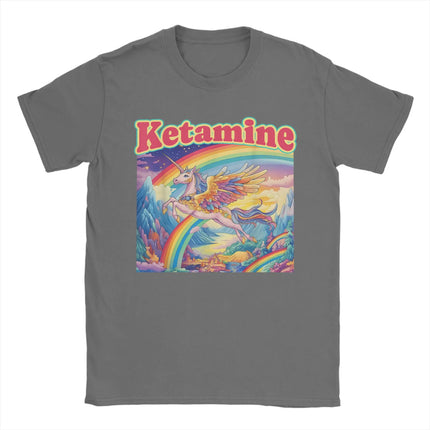 Dunkelgraues Einhorn T-Shirt mit Regenbogen Notfall Motiv