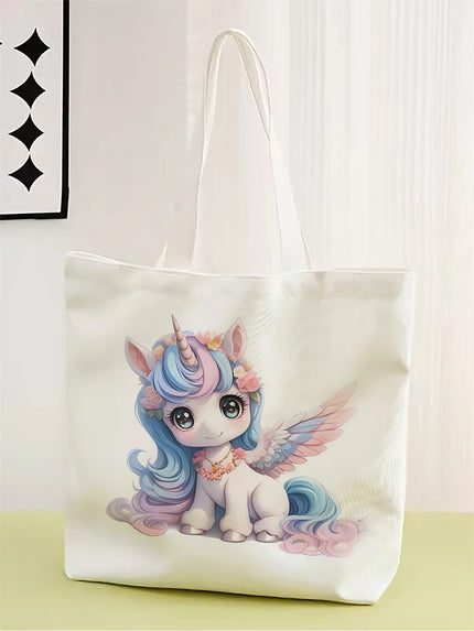 Niedliche Einhorn Umhängetasche aus Polyester mit charmantem Cartoon-Einhorn-Design für den Alltag