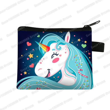 Kawaii Einhorn Schlüsselanhänger mit Münztasche aus Polyester, ideal für Schlüssel und Kleingeld, mit Reißverschluss