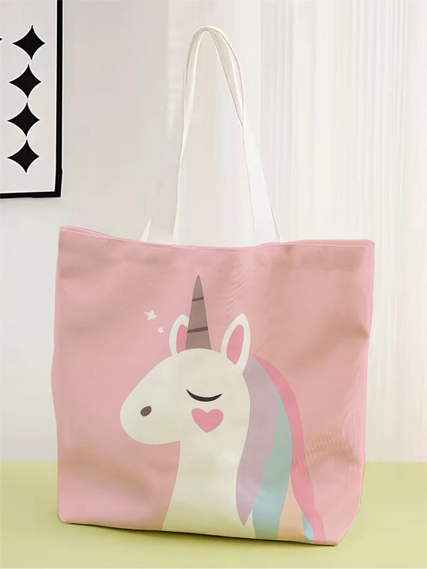 Pinke Einhorn Umhängetasche aus Polyester mit fröhlichem Einhorn-Print für den Alltag