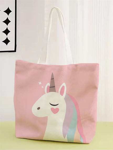 Pinke Einhorn Umhängetasche aus Polyester mit fröhlichem Einhorn-Print für den Alltag