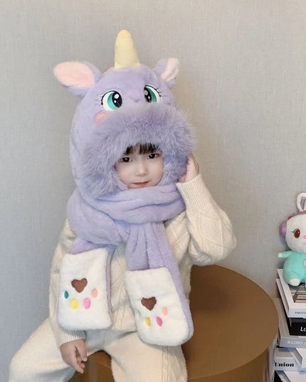 Deine violette Einhorn Plüschmütze!
