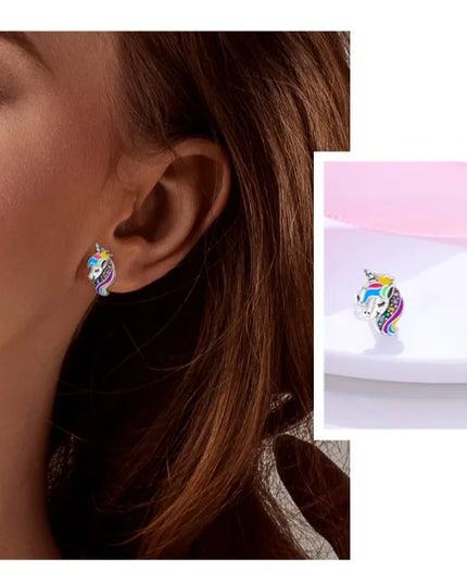 Niedliche Einhorn Ohrringe mit blauen Augen!
