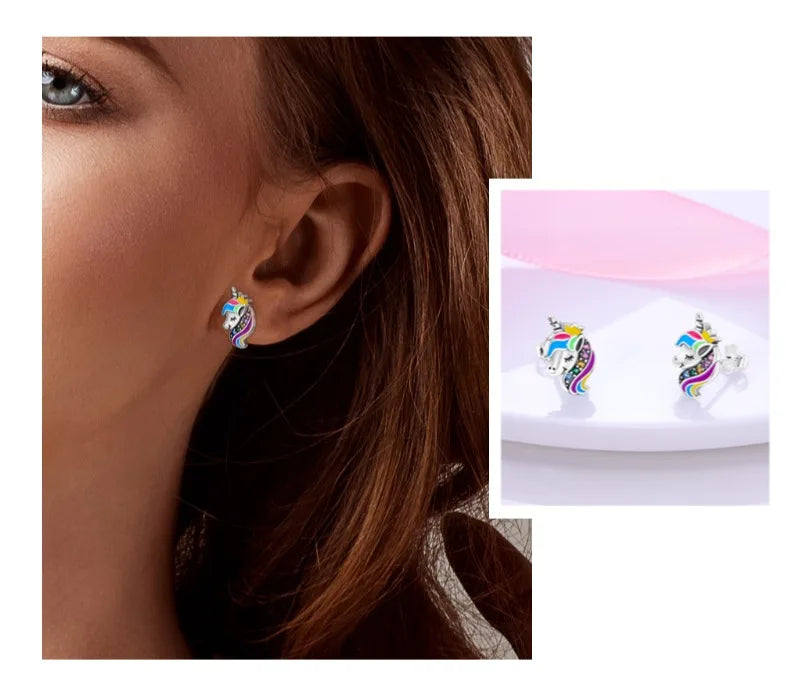 Niedliche Einhorn Ohrringe mit blauen Augen!