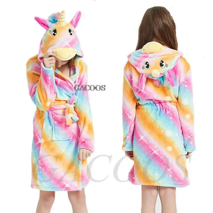 Einhorn Handtuch Bademantel für Kinder im Cai-Jin Design mit Kapuze, aus weichem Polyester