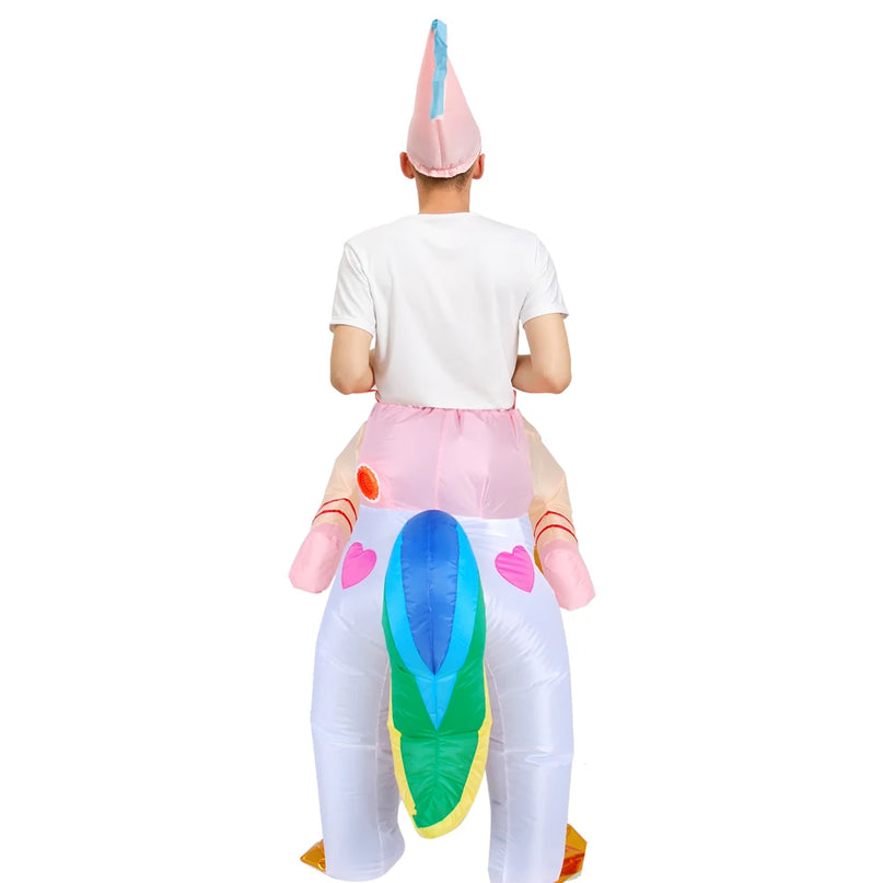 Flieg mit mir! Aufblasbares Einhorn Kostuem
