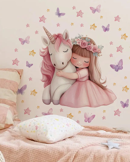 Blumenmädchen Einhorn Wandtattoo – So lieb!