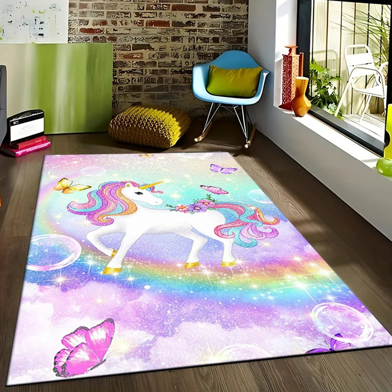 Süßer, großer Einhorn Sessel mit Cartoon-Motiv, rechteckig, aus 100% Polyester, ideal für Kinderzimmer und Wohnzimmer.