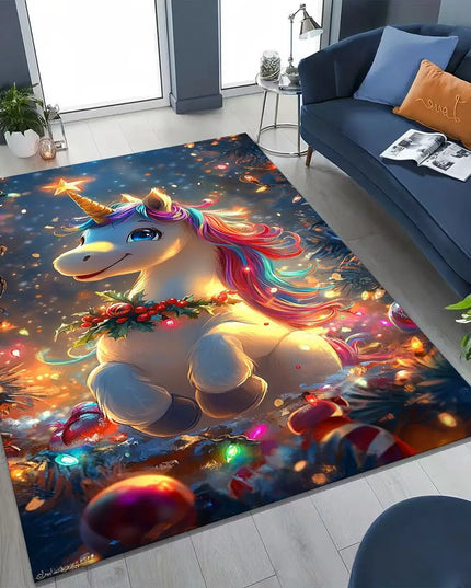 Einhorn Sessel mit Cartoon-Regenbogen-Einhorn-Mädchen und Elfen Motiv, ideal für Kinderzimmer