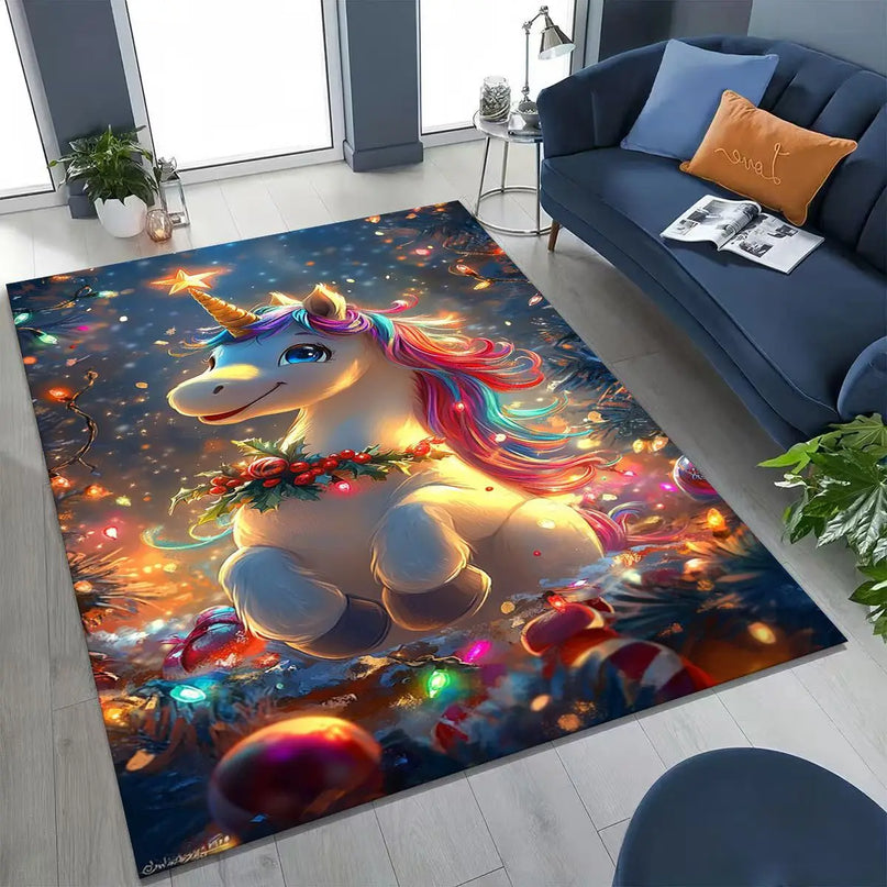 Einhorn Sessel mit Cartoon-Regenbogen-Einhorn-Mädchen und Elfen Motiv, ideal für Kinderzimmer