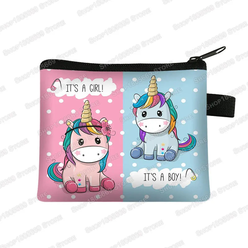 Einhorn Schlüsselanhänger mit Kawaii Cartoon Einhorn Print und Reißverschluss-Münztäschchen für Schlüssel und kleine Schätze