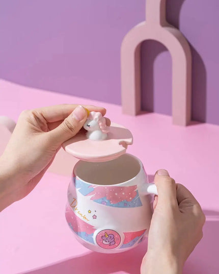 Deine süße Einhorn Tasse mit Deckel & Löffel!