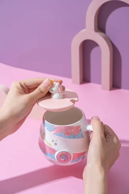Deine süße Einhorn Tasse mit Deckel & Löffel!