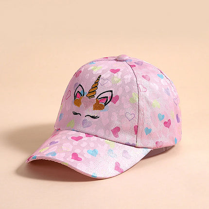 Rosa Baseball Cap für Kinder mit Einhorn-Muster, Sonnenschutz für Mädchen von 4-12 Jahren