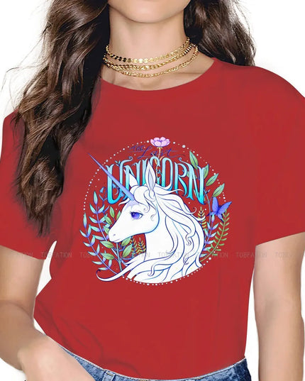 Rotes Einhorn T-Shirt mit süßem Cartoon-Einhorn-Motiv für Mädchen und Frauen