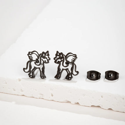 Bezaubernde Einhorn Ohrringe im Koala-Design aus roségoldenem Edelstahl mit Push-back Verschluss