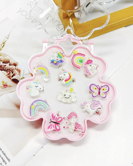 Liebliche Einhorn Ringe für Kinder, aus Resin, verstellbar und farbenfroh, perfekt für kleine Mädchen