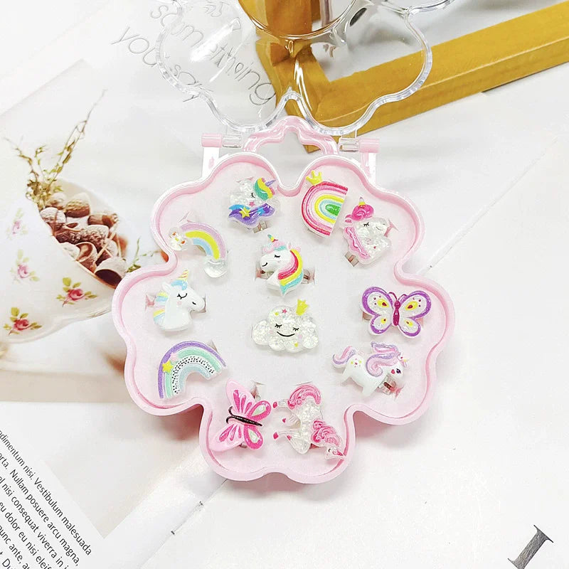Liebliche Einhorn Ringe für Kinder, aus Resin, verstellbar und farbenfroh, perfekt für kleine Mädchen