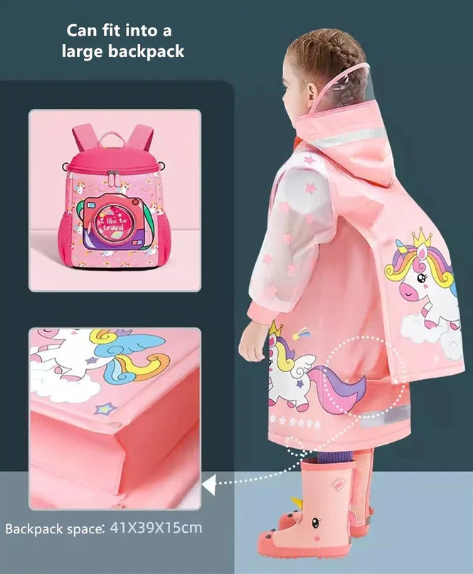 Dein Einhorn Regenponcho mit Rucksack-Platz!