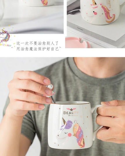 Deine glitzernde Einhorn Tasse mit Deckel!