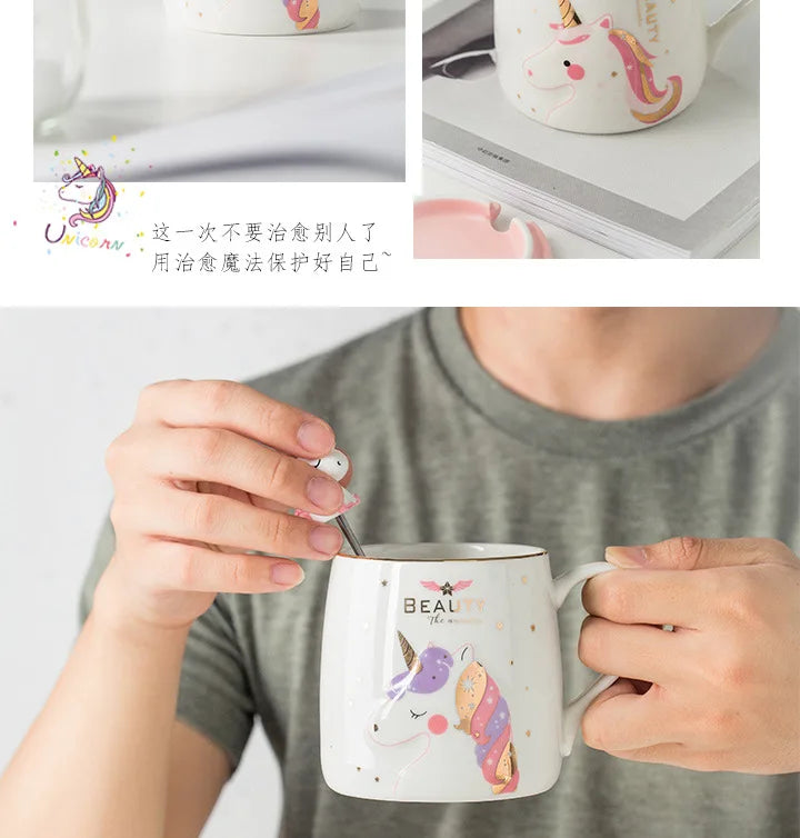 Deine glitzernde Einhorn Tasse mit Deckel!