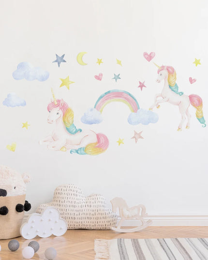 Dein süßes Einhorn Wandtattoo mit Schloss &