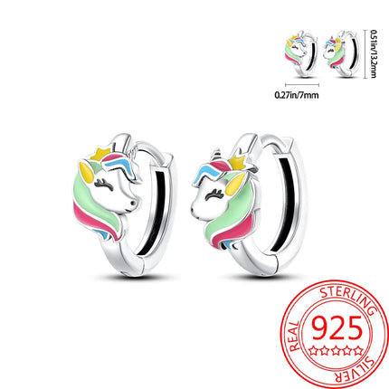 Delikate Einhorn Ohrringe aus 925 Sterling Silber mit funkelndem Zirkonstein für Damen