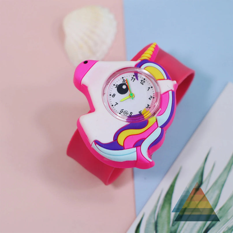 Niedliches Cartoon Einhorn Uhr, passendes Armband, Halskette und Ring Set für Kinder
